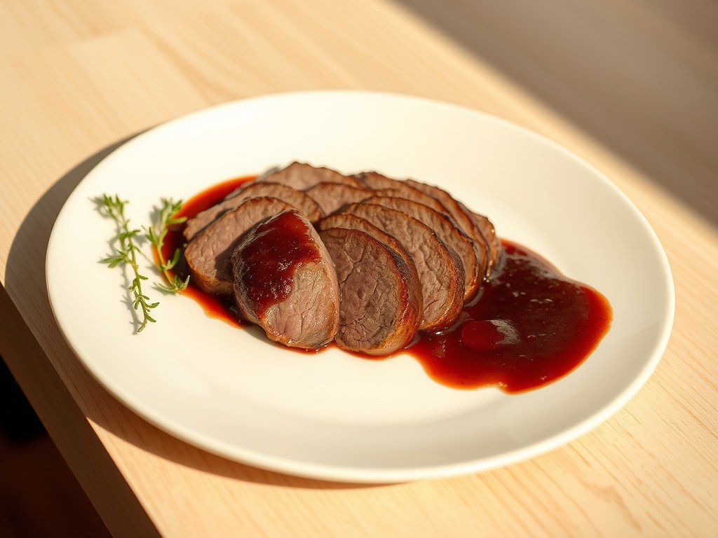 Filets de veau braisse(Gebraiseerde kalfshaan), AI-gegenereerde illustratie