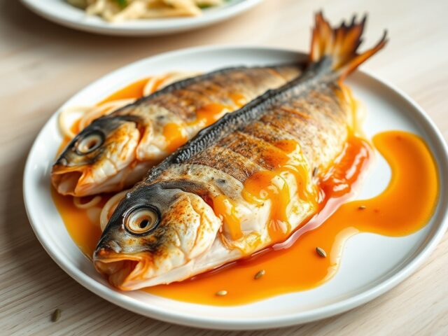 Filets van zeebarbeel met sinaasappelsaus