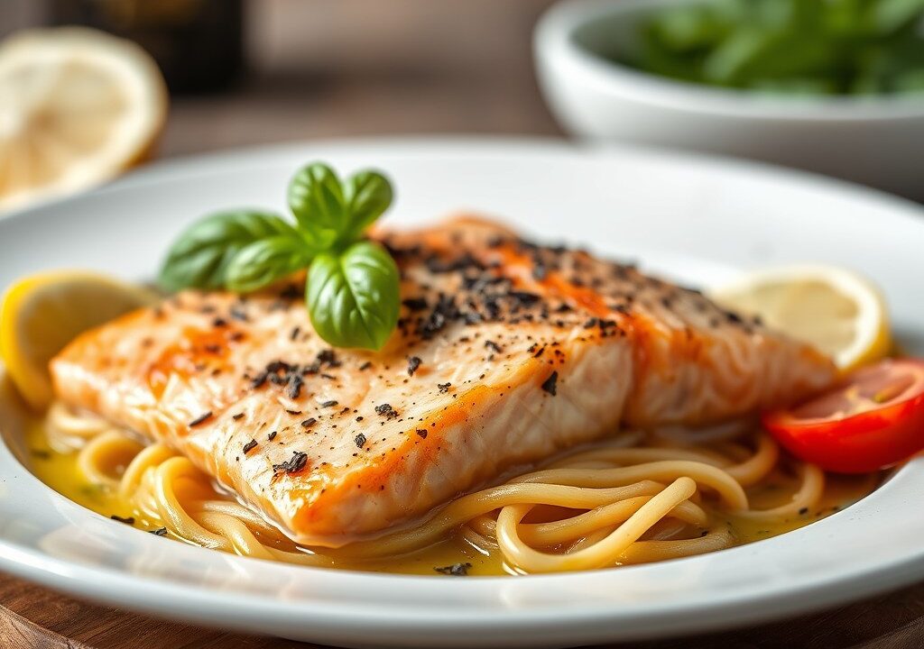 Filetto di salmone al forno, AI-gegenereerde illustratie