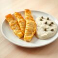 Fingersandwich van rog in aardappelkorst, mousseline met kappertjes