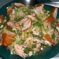 Flageolets met warm gerookte zalm en creme fraiche
