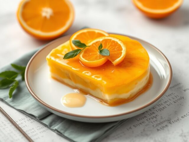Flan d’ Orange (met en zonder zuivel) — AI-gegenereerde illustratie