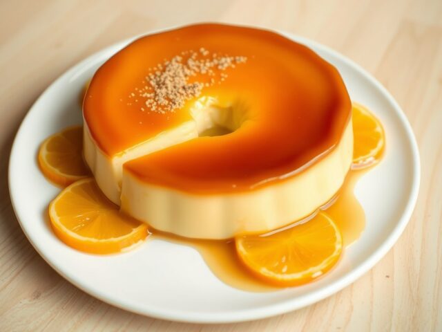 Flan met clementines en gember