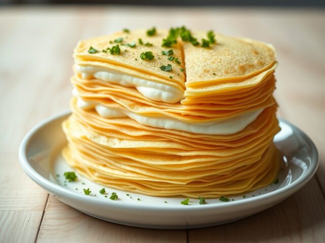 flensjestaart met knolselderijpuree