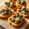 Foccacia crostini met paddestoelen