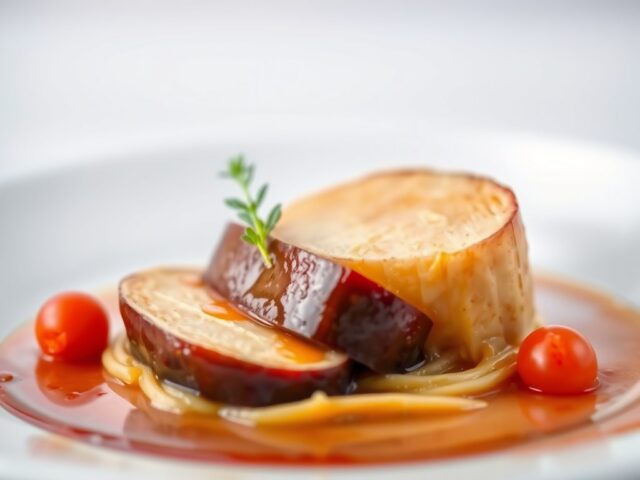 Foie Gras (gans of eend) met kersenzoetje — AI-gegenereerde illustratie