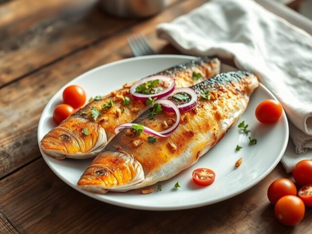 Forel met hazelnoten en peterselie