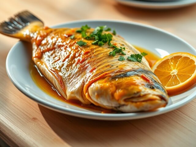 Forel met kerrie-sinaasappelboter