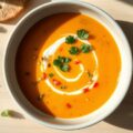 Forelsoep met courgette en koriander