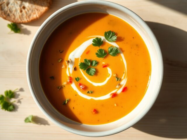 Forelsoep met courgette en koriander