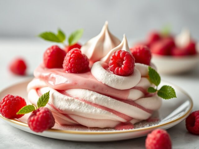 Frambozenroom met meringue