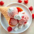 Frambozensorbet met schuimpjes