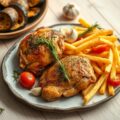 Fran­se ro­ze­ma­rijn­kip met fri­tes