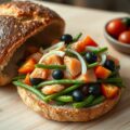 Franse boule gevuld met gerookte zalm