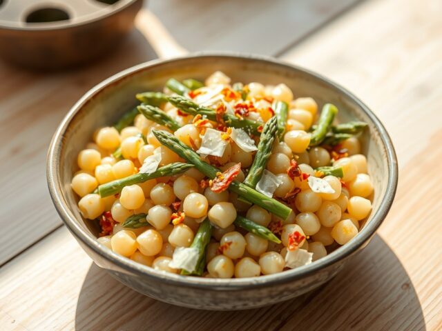 Fregula met Groene Asperges en Citroen