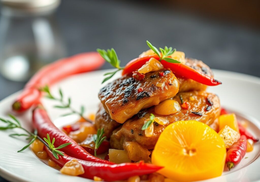 Fricandeau met ananas relish — AI-gegenereerde illustratie