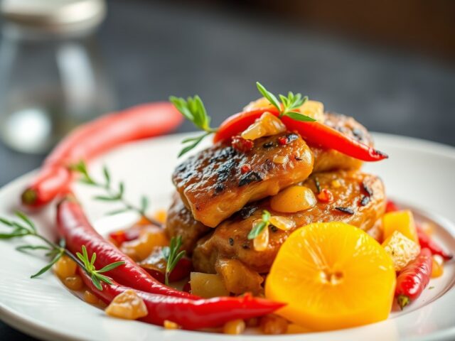 Fricandeau met ananas relish — AI-gegenereerde illustratie