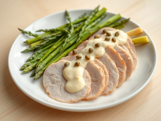 fricandeau met aspergemayonaise