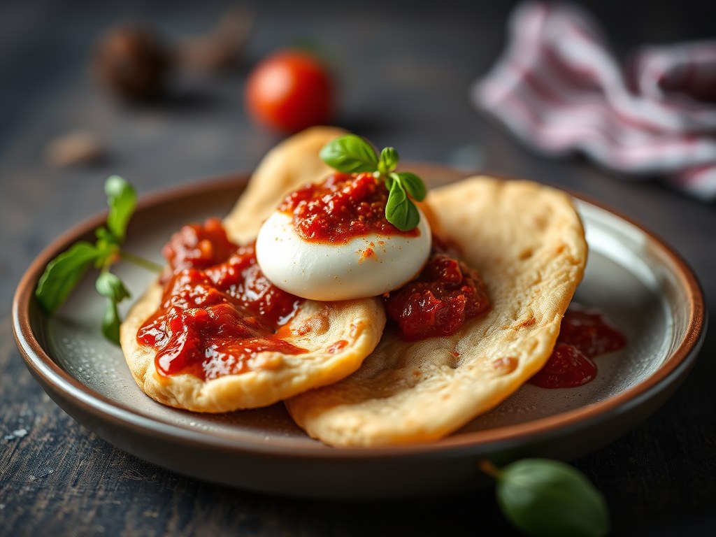 Fricandeau met rode pesto, AI-gegenereerde illustratie