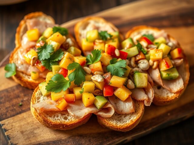 fricandeaubruchetta met avocadosalsa