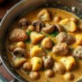 Fricassee met witbier, bloemkool, champignons en krieltjes
