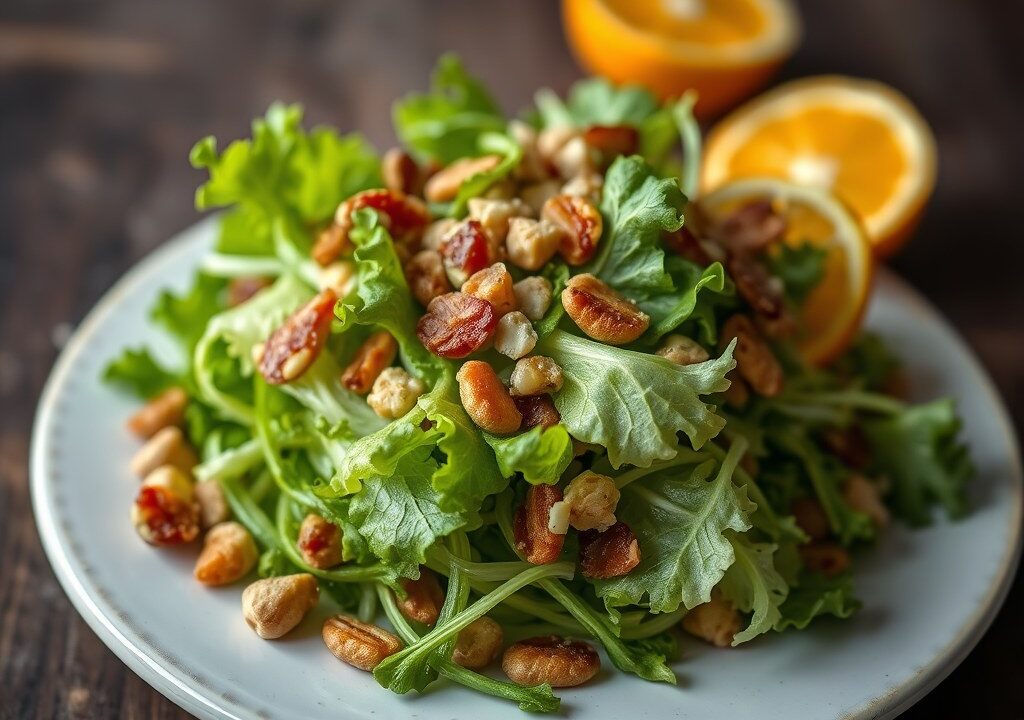 Frisée Salade met Noten, AI-gegenereerde illustratie