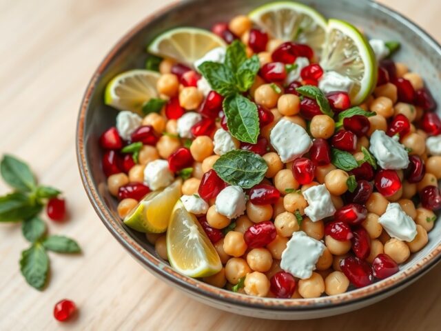 Frisse kikkererwtensalade met granaatappel