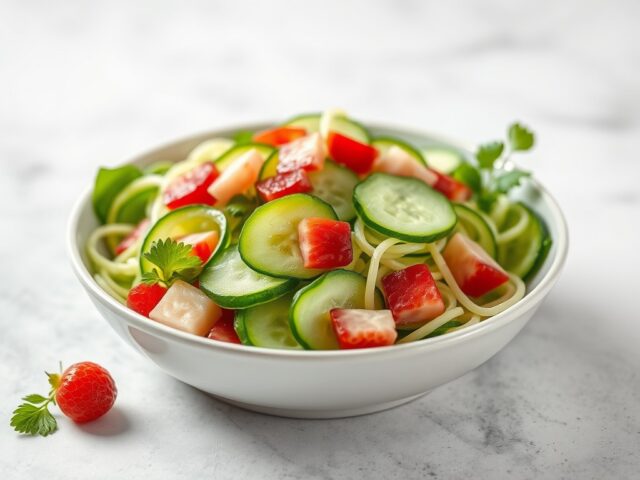 Frisse salade met komkommer en rozijn — AI-gegenereerde illustratie