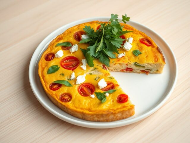 Fritatta met kerstomaat en rucola