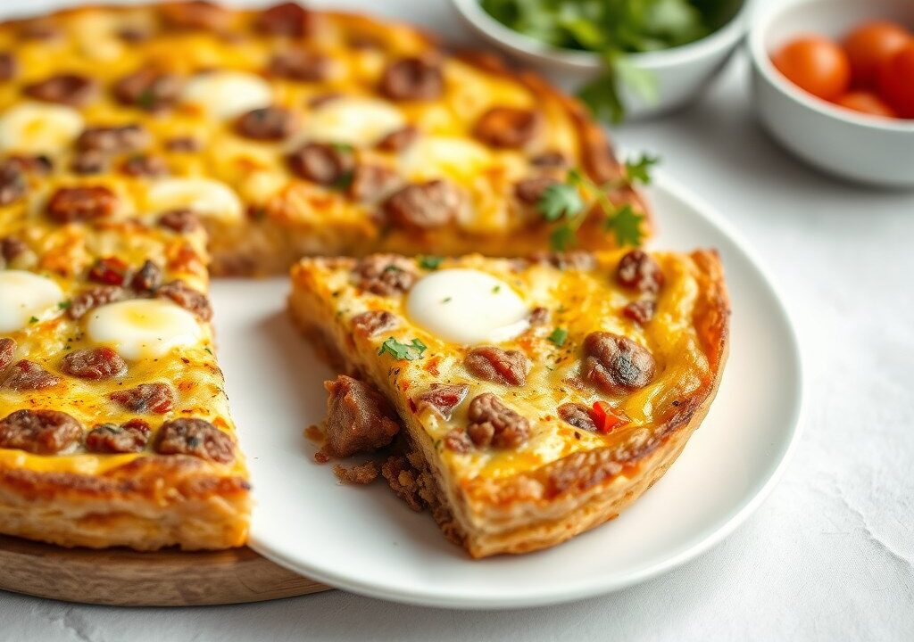 Frittata met gehakt en kaas, AI-gegenereerde illustratie