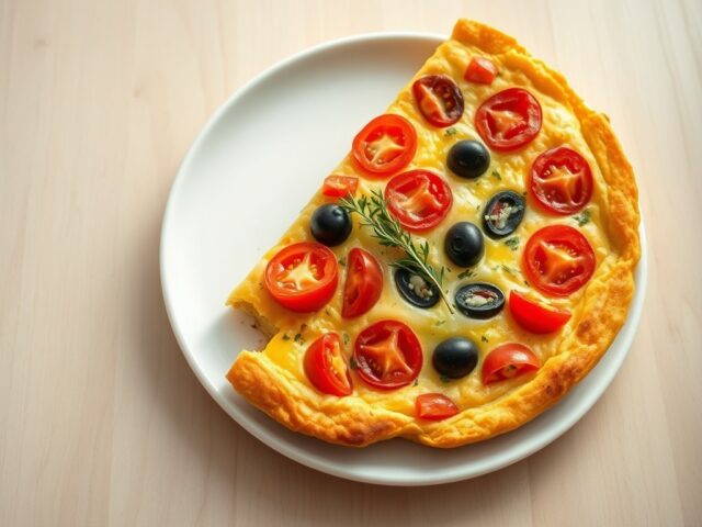 Frittata met olijven, paprika en kerstomaatjes