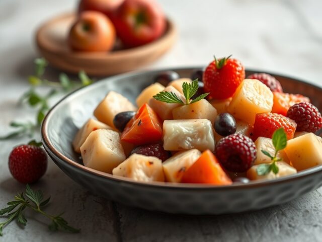 Fruitsalade met gevulde fricandeau