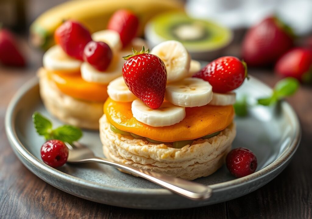 Fruitspies met tokkelroom en amaretto likeur — AI-gegenereerde illustratie