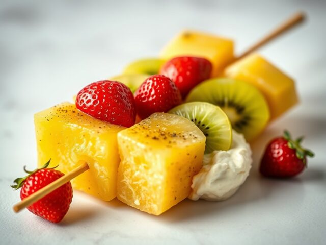 Fruitspies met tokkelroom en amaretto likeur