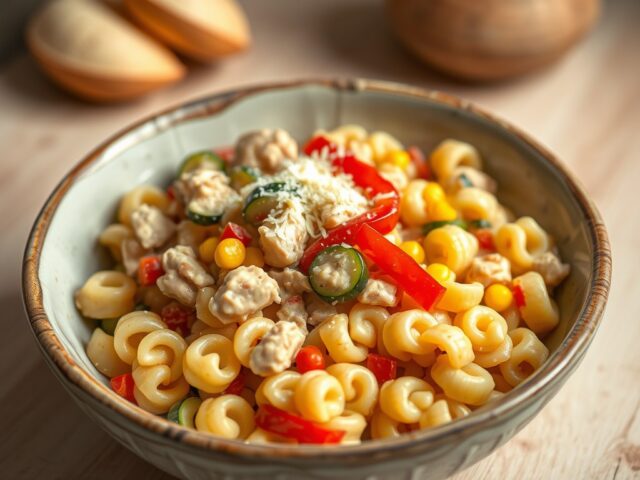 Funpasta met kip en stroganoffsaus