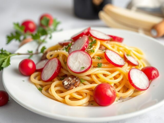 Fusilli met radijsjes en kruidenolie