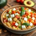 Fusillisalade met avocado en mozzarella