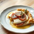 Galette van pladijs en gekookte ham met raapjes en cider