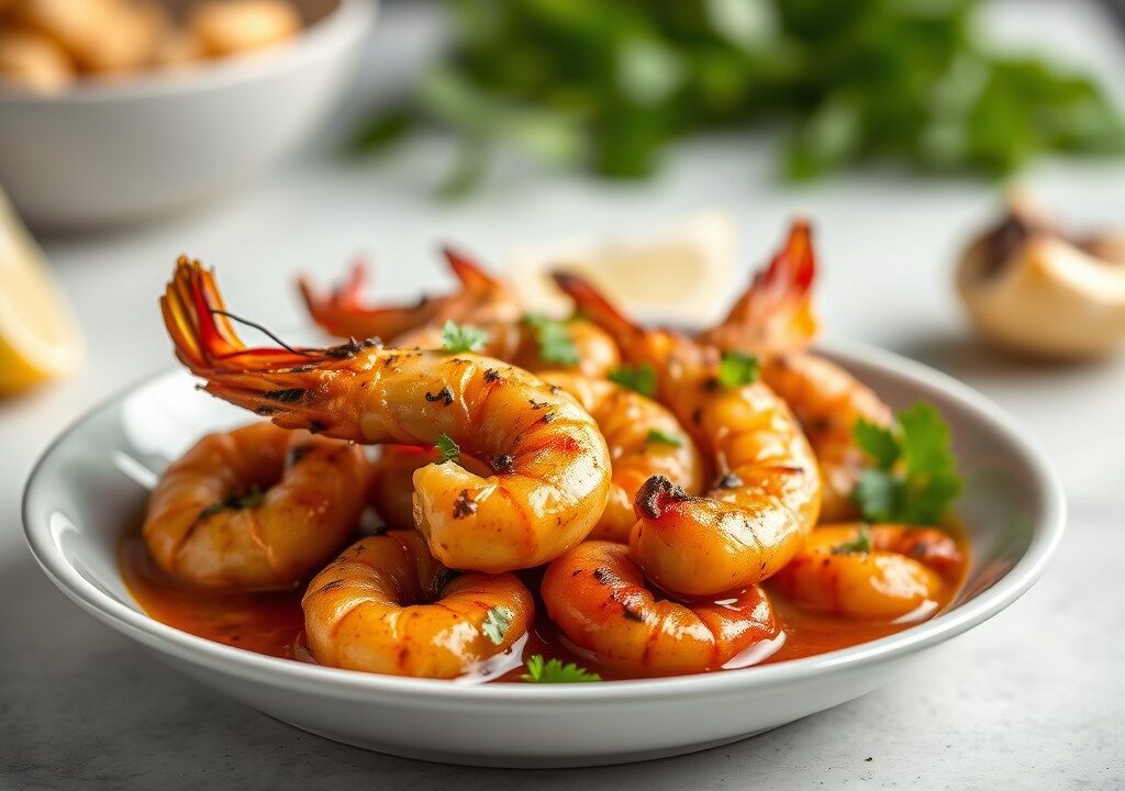 Gamba’s – tijgergarnalen in tacosaus, AI-gegenereerde illustratie