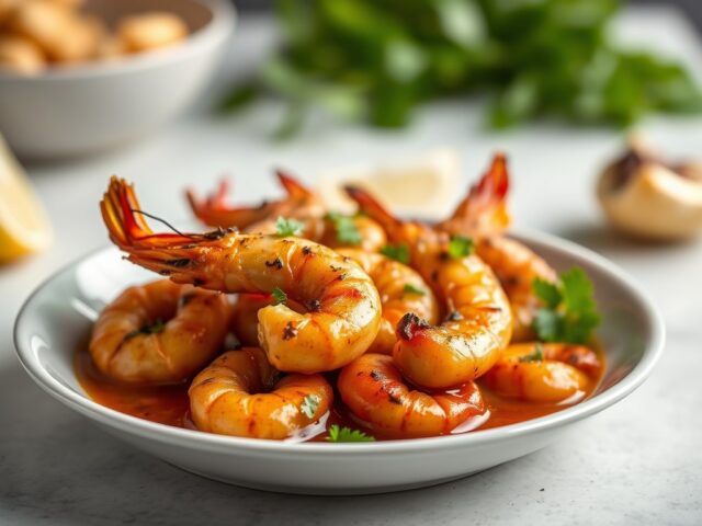 Gamba’s – tijgergarnalen in tacosaus — AI-gegenereerde illustratie