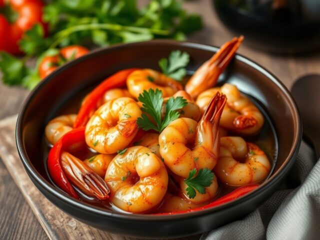 Gamba’s in knoflookolie (Gamba’s a l’ail)
