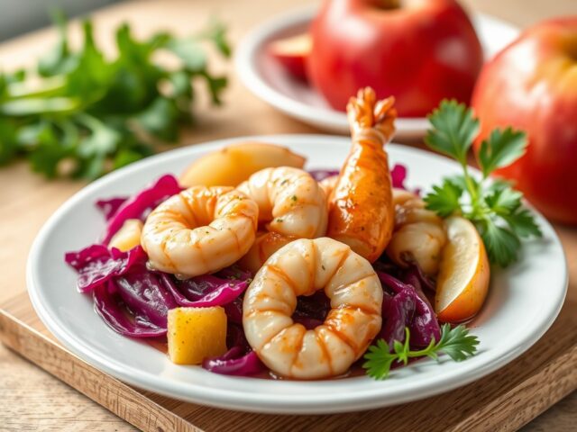 Gamba’s met appel en kool — AI-gegenereerde illustratie