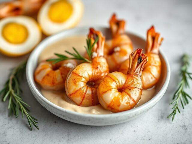Gamba’s met Knoflook en Dipsaus