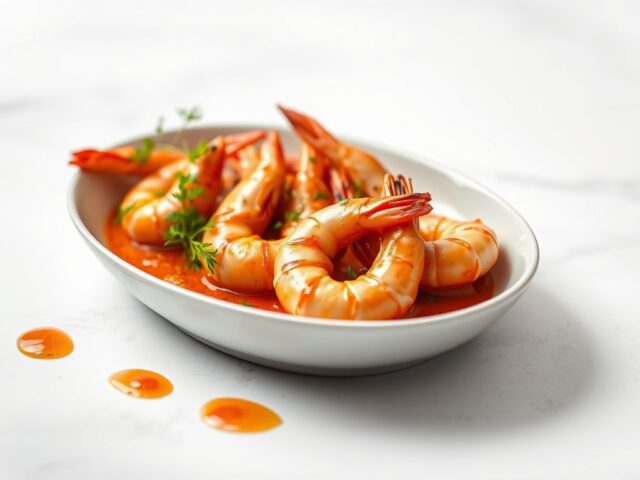 Gamba’s met luchtige pernodsaus — AI-gegenereerde illustratie