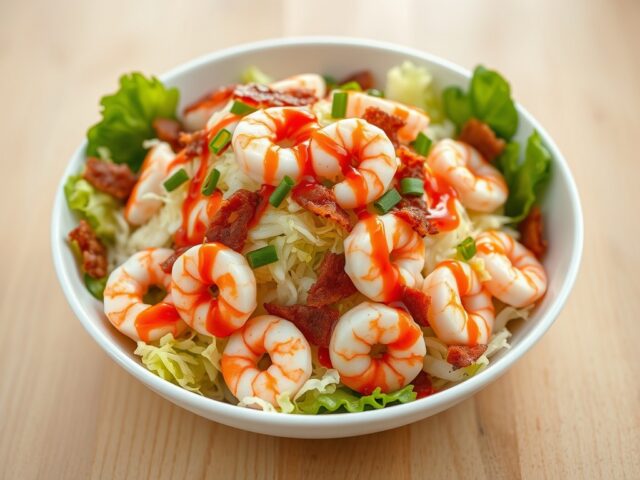 Gambasalada met een Chilidressing