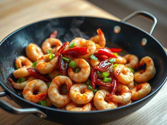 Garnalen – Gevlinderd- uit de Wok