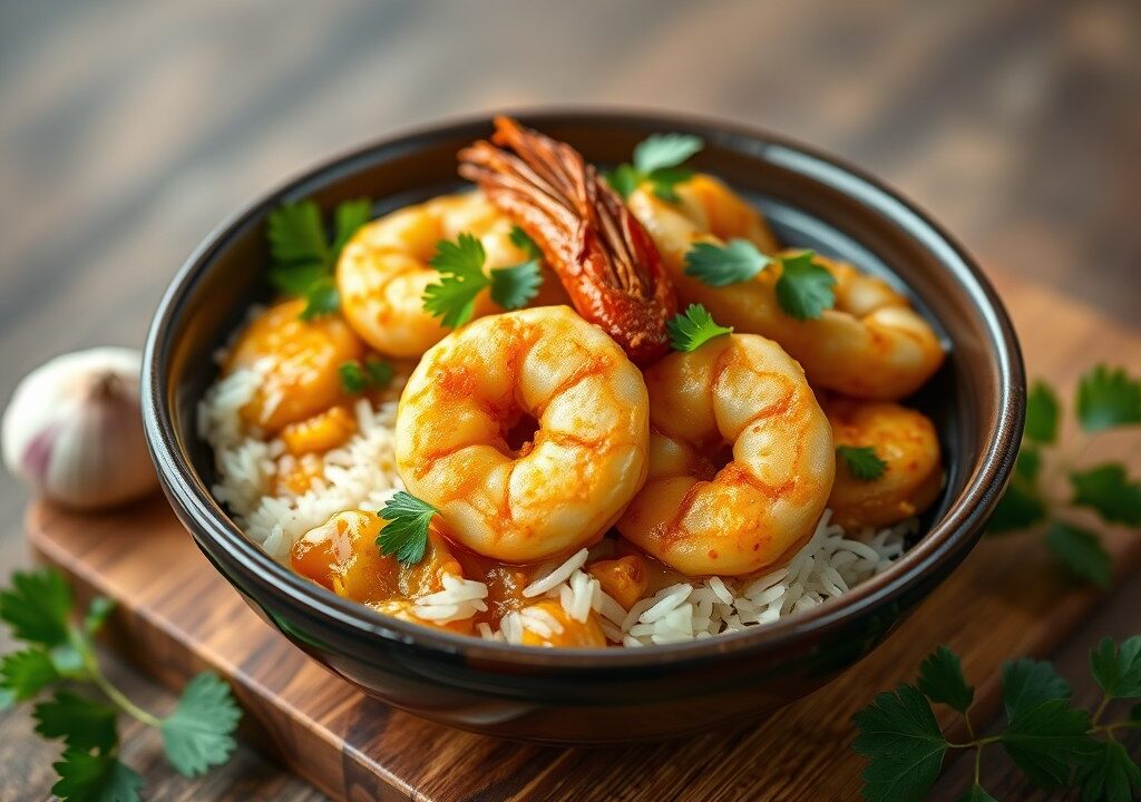 Garnalen Curry — AI-gegenereerde illustratie