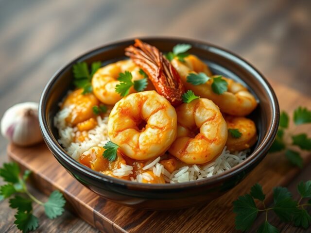 Garnalen Curry — AI-gegenereerde illustratie