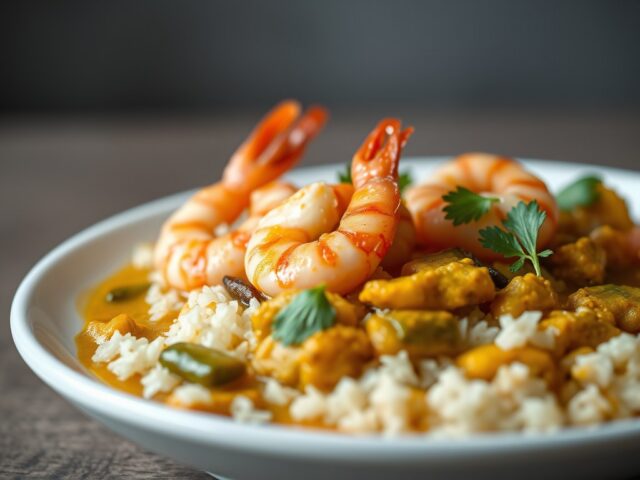 Garnalen Curry II — AI-gegenereerde illustratie