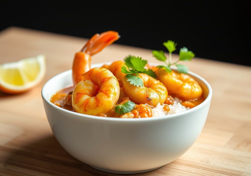 Garnalen Curry III, AI-gegenereerde illustratie